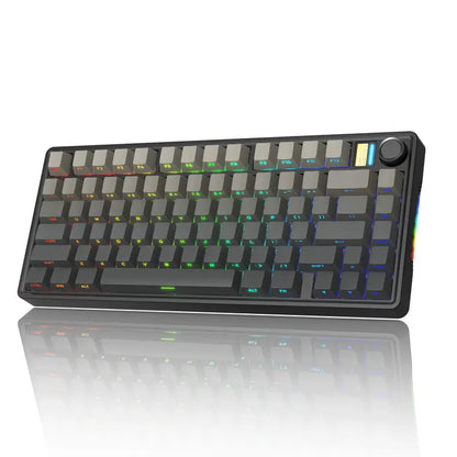 7KEYS BJ75 Compact Wireless Mechanical Gaming Keyboard - 75% Layout, RGB Lights, Gasket-Mount, Volume Knob, Tri-Mode Connection (Bluetooth 5.0-2.4G-USB-C), Hot-Swappable Switches, Side Lighting, Stable, Silicone Pad, Batteries Included, for Pc/Mac