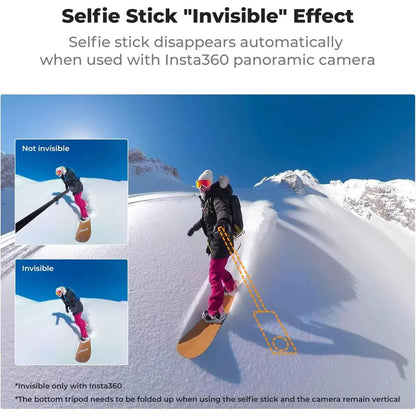 K&F Concept Invisible Mode Camera Selfie Stick Tripod - 120Cm/47.2In Portable Aluminium Adjustable Compact Monopod, 1/4" Thread Extension Pole with Gopro Adapter, Compatible with Insta360 X5/X4/X3, Gopro Hero 13/12/11, DJI OSMO 360 Pocket 3/XTRA, Stand, S