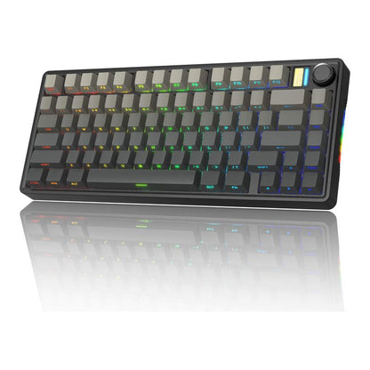 7KEYS BJ75 Compact Wireless Mechanical Gaming Keyboard - 75% Layout, RGB Lights, Gasket-Mount, Volume Knob, Tri-Mode Connection (Bluetooth 5.0-2.4G-USB-C), Hot-Swappable Switches, Side Lighting, Stable, Silicone Pad, Batteries Included, for Pc/Mac